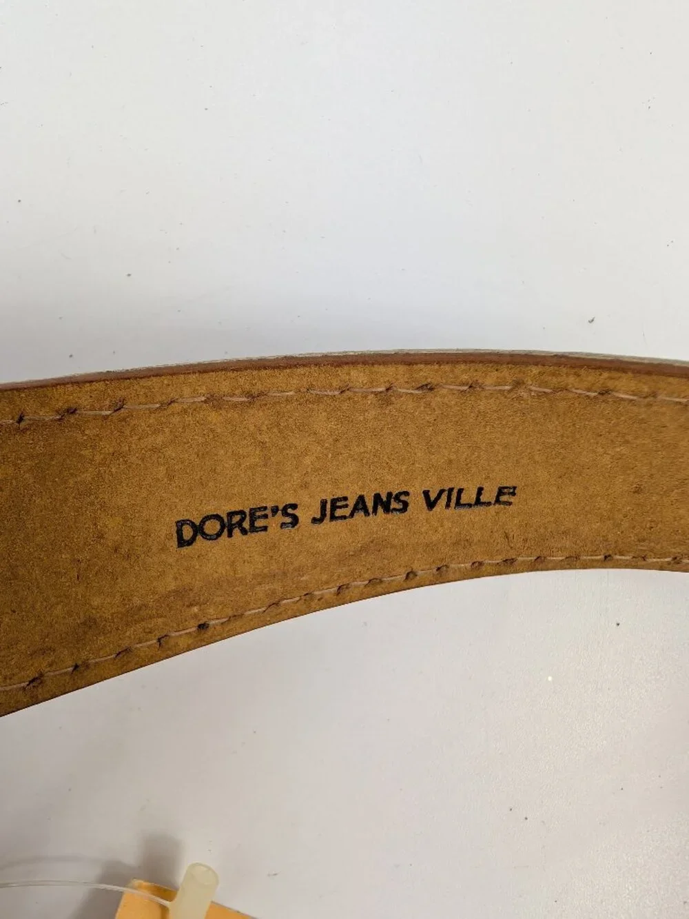 Vintage Dore's Jeans Ville Leather Belt Denim Jean Inset Mens 32 x 1.5